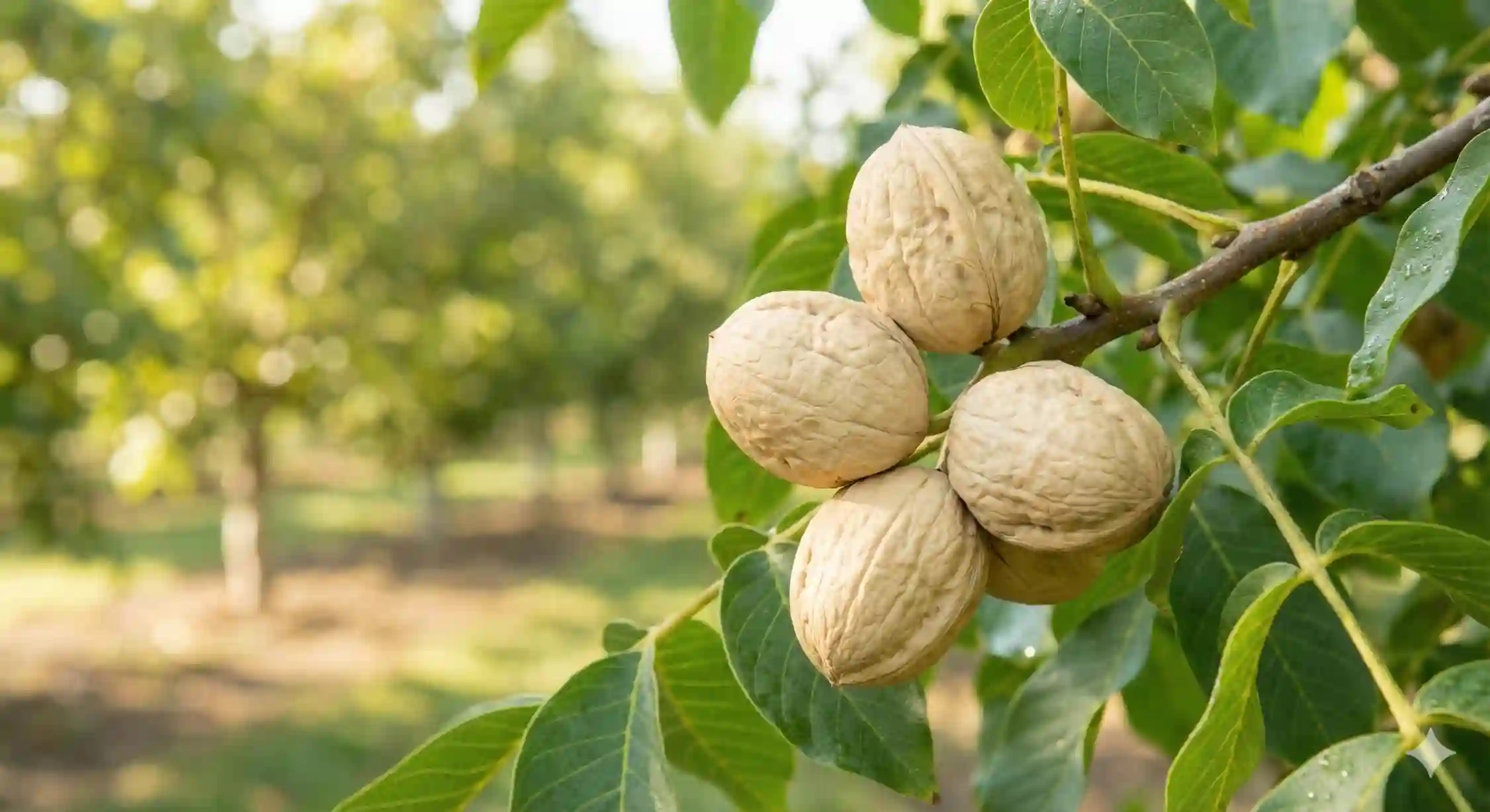 باردهی خوشه‌ای نهال گردو ژنوتیپ اصلاح شده با پوست کاغذی.